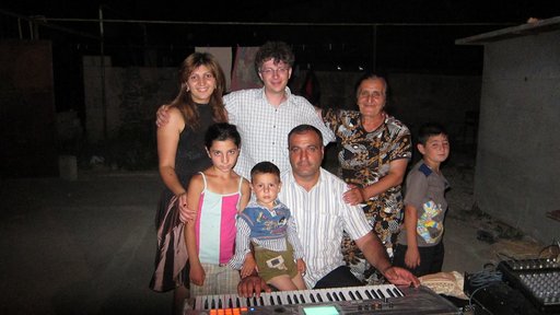 Joseph Andriano with his host family in Armenia.