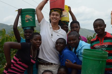 Andrew with students