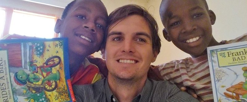 David Ripley with two students