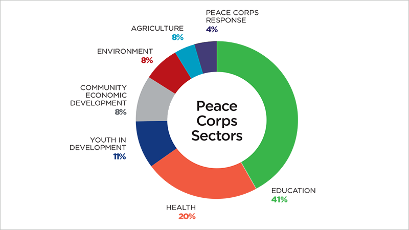 Percentage of Volunteers serving in 2017 by sector