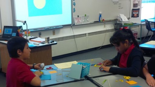 Students create the flag of Palau