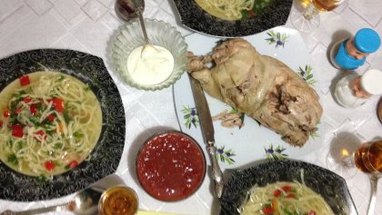 A homemade Moldovan meal