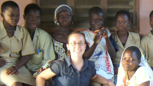 Kate Puzey with a group of students