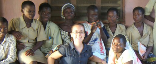 Kate Puzey with a group of students