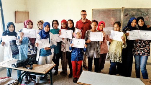 Matt with the students in life skills class.