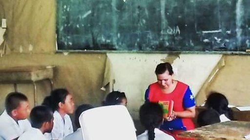 Teaching students in Samoa