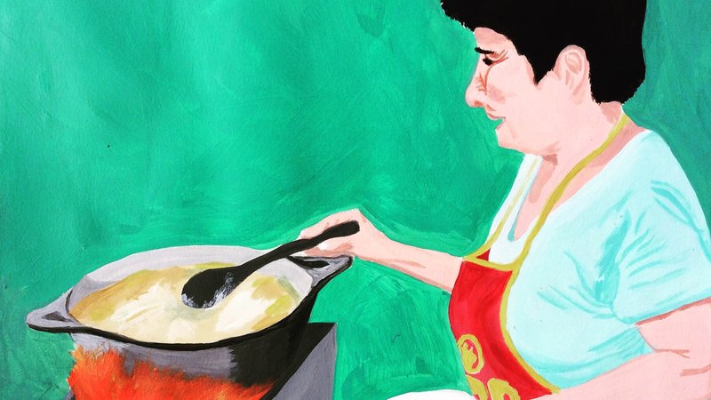 Mita, my host grandma, making beef soup on a Sunday.