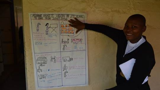 Kid with his project
