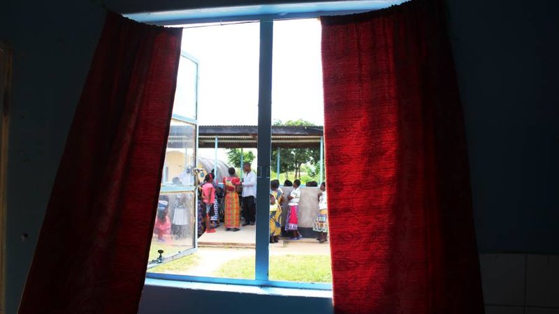view out of a clinic window at women who will utilize the new ward