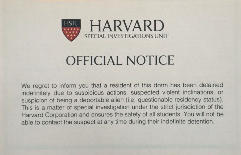 Mock notice front Mock notice front